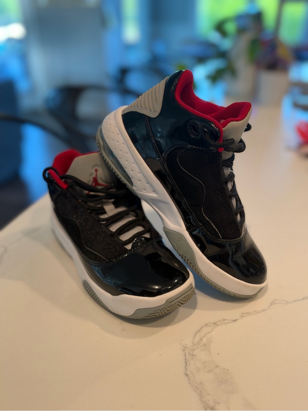 Jordan Kids Black Red and White Low-Top Sneakers
